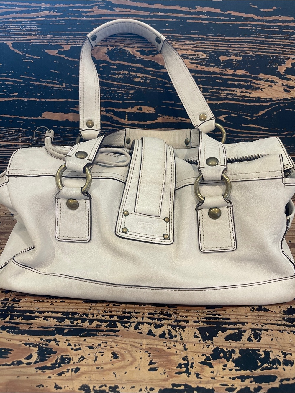 Coach Ltd Ed. 65th Anniversary white leather Mandy Courier Satchel 10330 Bag - Picture 2 of 12